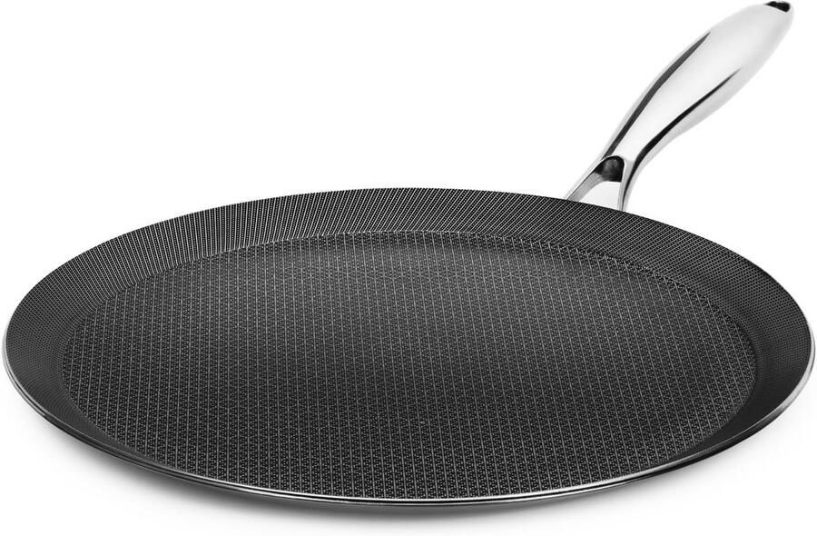 Crêpepan 29 cm met krasbestendig antiaanbakoppervlak Geschikt voor inductie en alle warmtebronnen Ovenvast tot 260 °C PFAS-vrij
