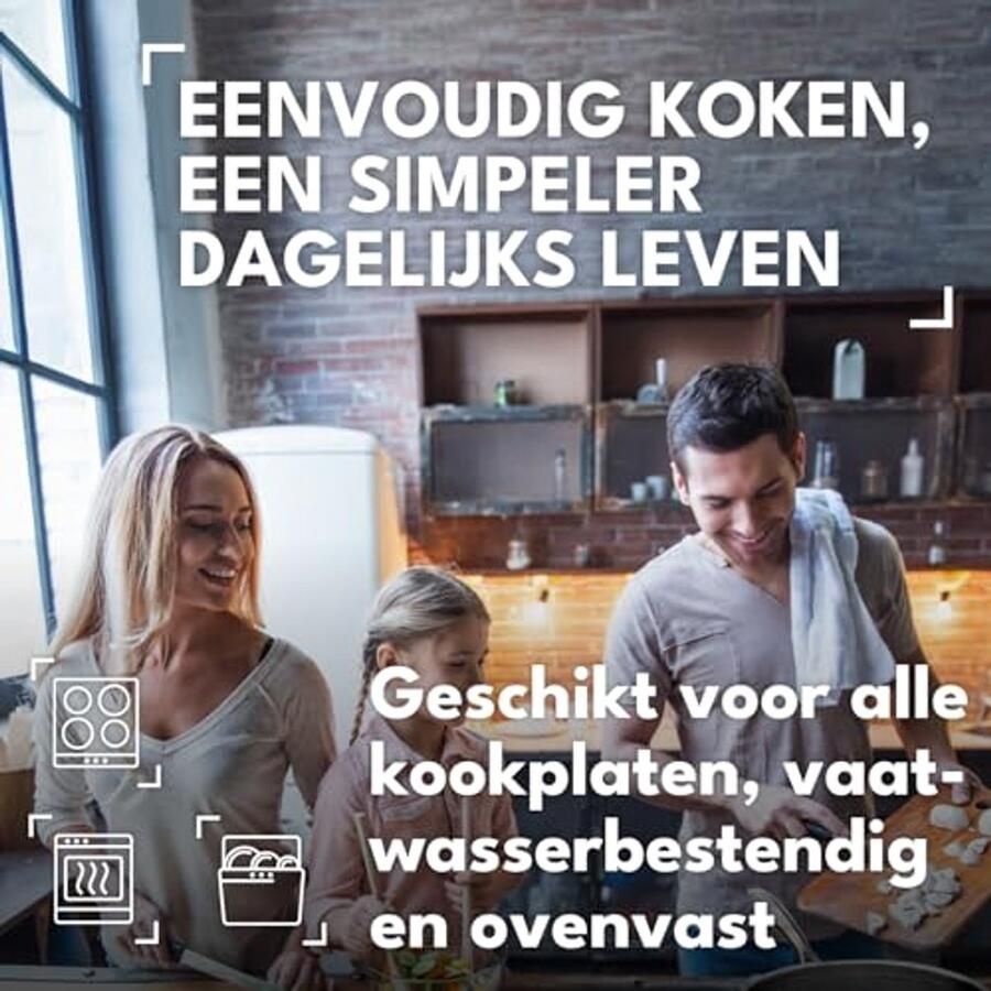 Crêpepan 29 cm met krasbestendig antiaanbakoppervlak Geschikt voor inductie en alle warmtebronnen Ovenvast tot 260 °C PFAS-vrij