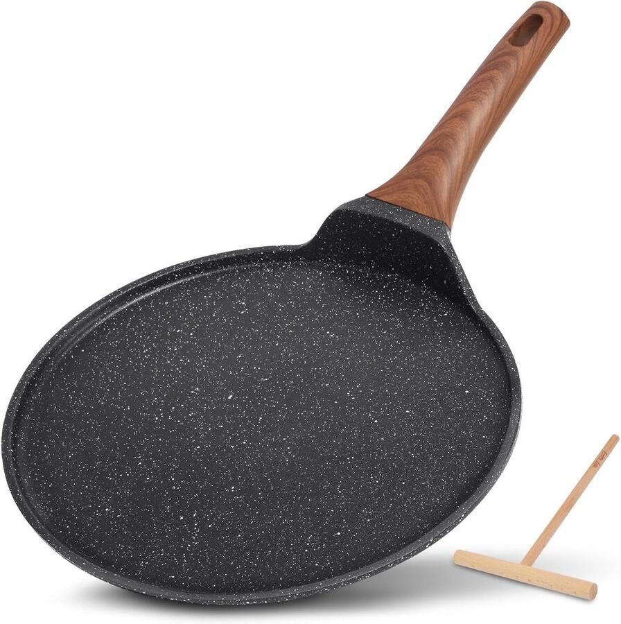 Crêpepan Anti-aanbak Pannenkoekenpan Tortillapan Ontbijt Maken Granieten Anti-aanbaklaag 24 cm Groen