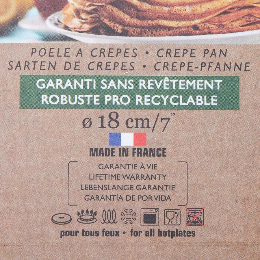 Crêpepan Carbon Plus Pannenkoekenpan Delicate Pannenkoeken Bakken Snelle Temperatuur Stijging 18 cm Zwart