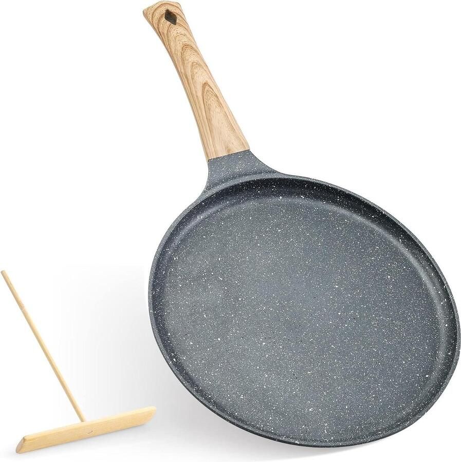 Crêpepan Dosa pan Tortilla pan Pannenkoeken bakken Natuurlijke antiaanbaklaag 11 Inch Grijs
