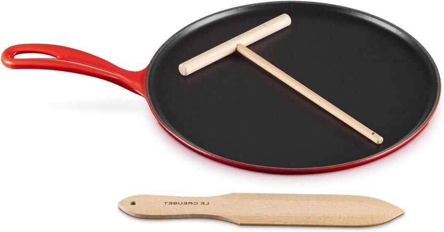 Crêpepan Gietijzer Pannenkoekenpan Koekenpan Pannenkoeken Bakken Gelijkmatige Warmteverdeling 27 cm Kersenrood