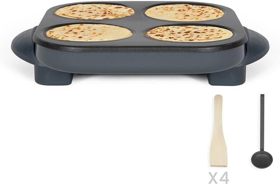 Crêpepan Pannenkoekenmaker Mini pannenkoeken bakken 4 mini pannenkoeken 1500 Watt Grijs