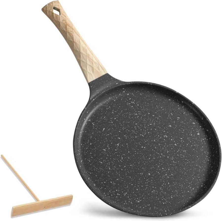 Crêpepan Pannenkoekenpan Koekenpan Pannenkoeken Bakken Granieten Antiaanbaklaag 28 cm Zwart