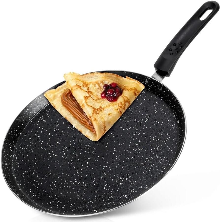 Crêpepan Pannenkoekenpan Lekkere Pannenkoeken Bakken Granieten Antiaanbaklaag 28 cm Grijs