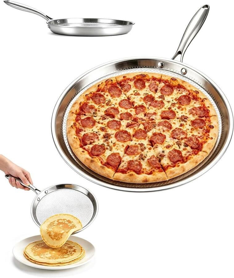 Crêpepan Titanium Pannenkoekenpan Koekenpan Lekkere Pannenkoeken Bakken Hamersmeedpatroon Geen Coating 30 cm Zilver