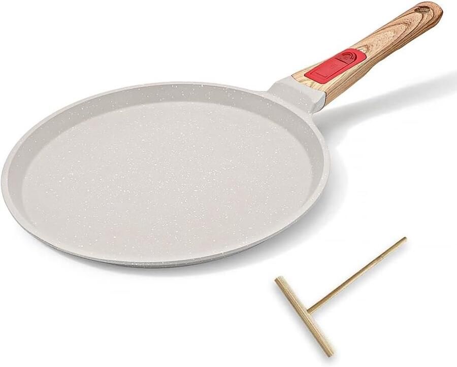 Crêpepan Wit 25 cm Met Afneembare Handgreep Voor Pannenkoeken en Meer