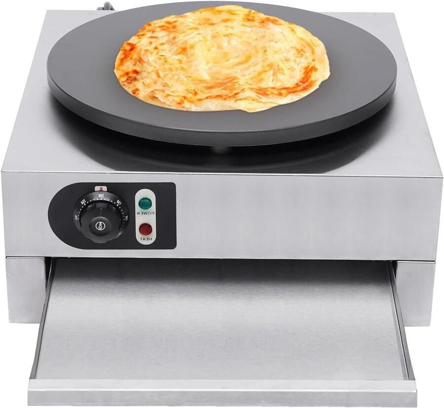 Pannenkoekenmaker Crêpe ijzer Thuis bakken Extra grote plaat 40 cm Rood