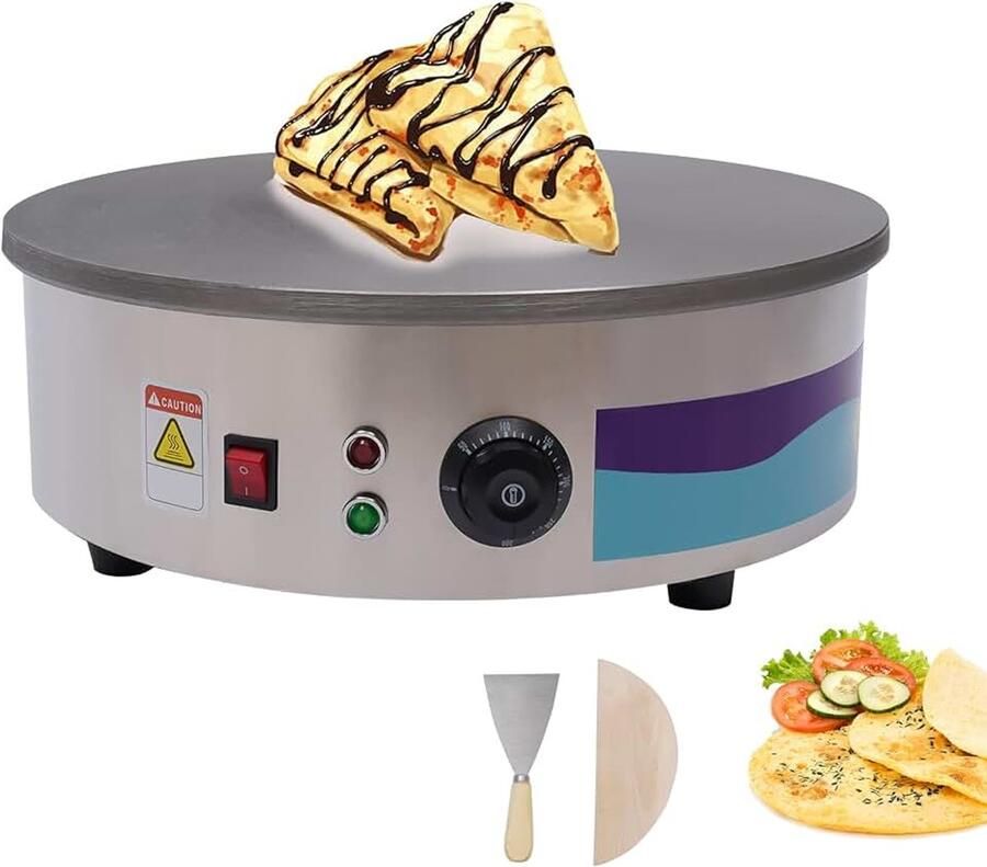 Crêpes Maker Creperie met spatel en deegverdeler 3000 W crêpes maker voor 37 cm XXL pannenkoekenmaker antiaanbaklaag voor pannenkoeken en pannenkoeken