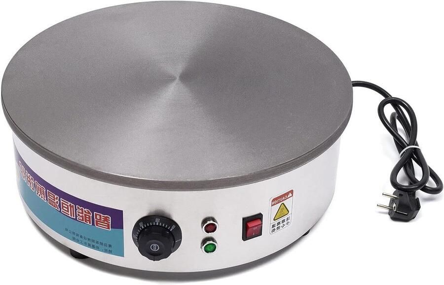 Crêpes Maker Elektrisch Pannenkoekenplaat Thuis Bakken Antikleefcoating 45 cm diameter Zilver