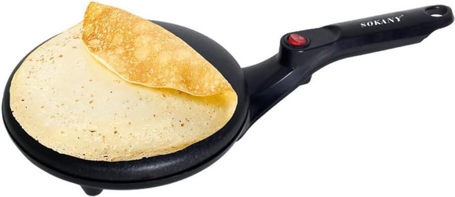 Crêpes Maker elektrische crêpes-maker met cool touch-handvat antiaanbaklaag automatische temperatuurregeling 20 cm diameter voor pannenkoeken en tacco's (zwart)