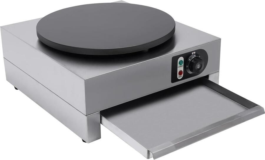 Crêpes Maker Pannenkoekenmachine Elektrisch Grote Keuken Instelbare Temperatuur 50-300℃ Ø 40 cm Zilver