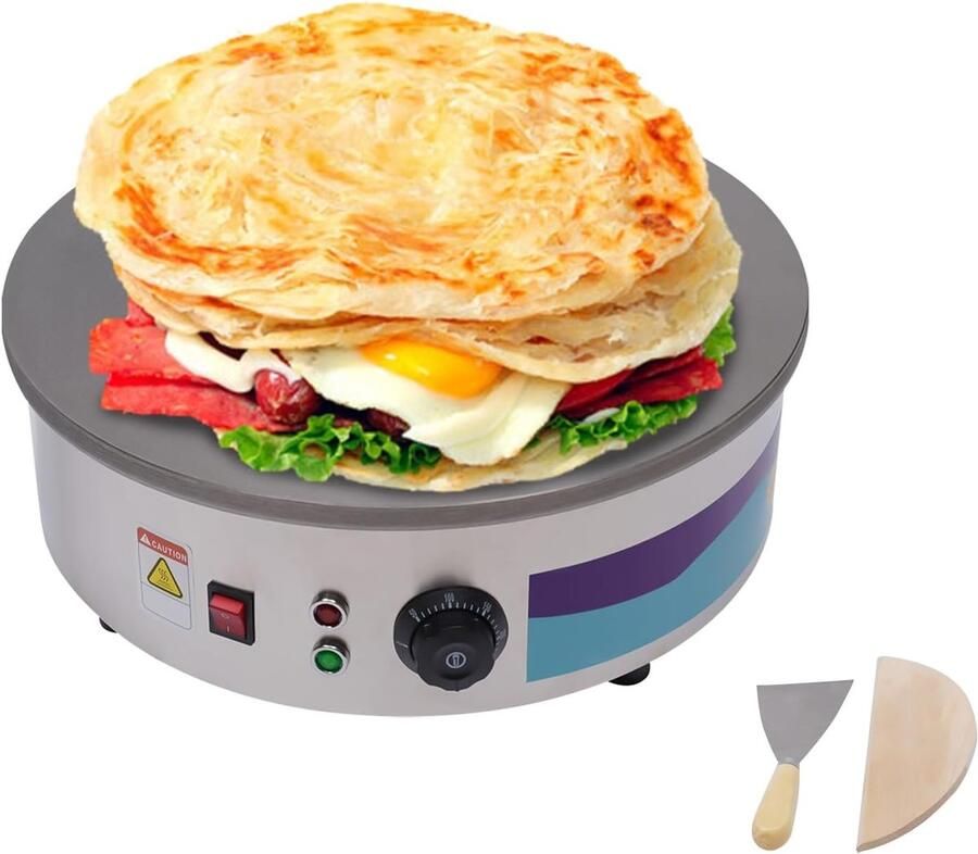 Crêpes Maker Pannenkoekenmachine Professioneel Gebruik Regelbare Temperatuur 45 cm Diameter