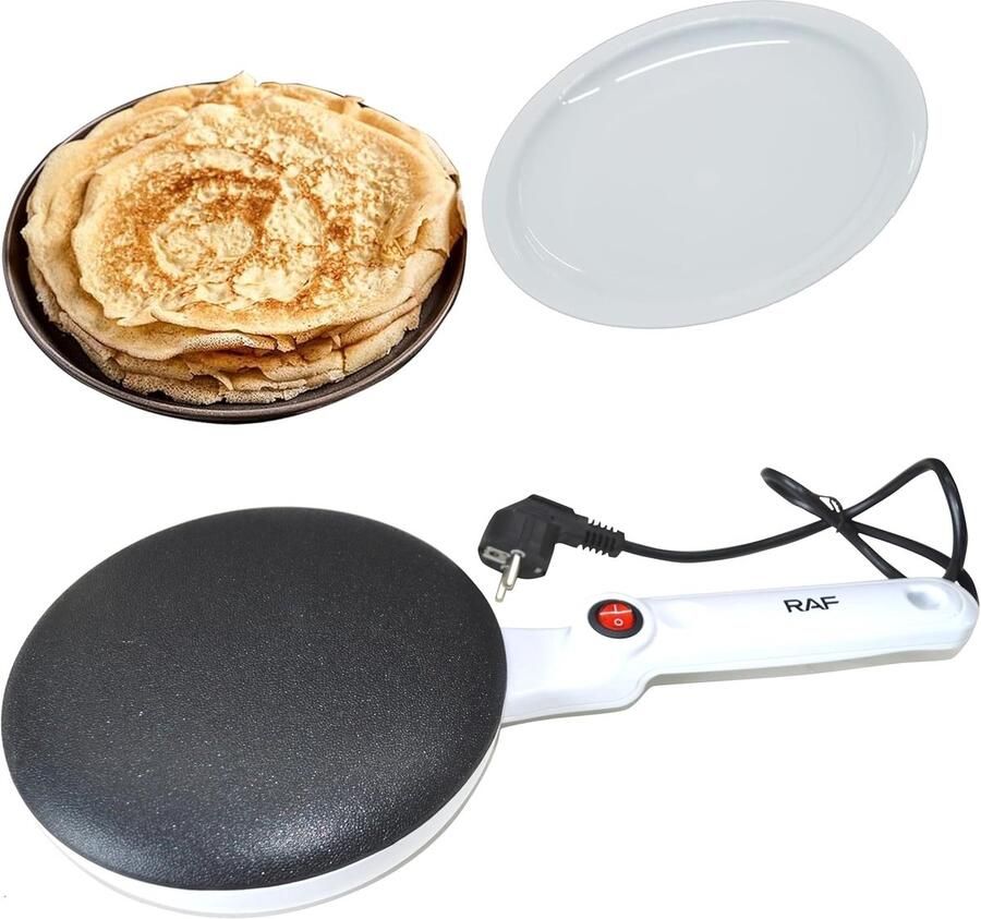 Crêpes Maker Pannenkoekenmaker Elektrisch Lekkere Pannenkoeken Maken Anti-aanbaklaag Teflon 20 cm Diameter Wit