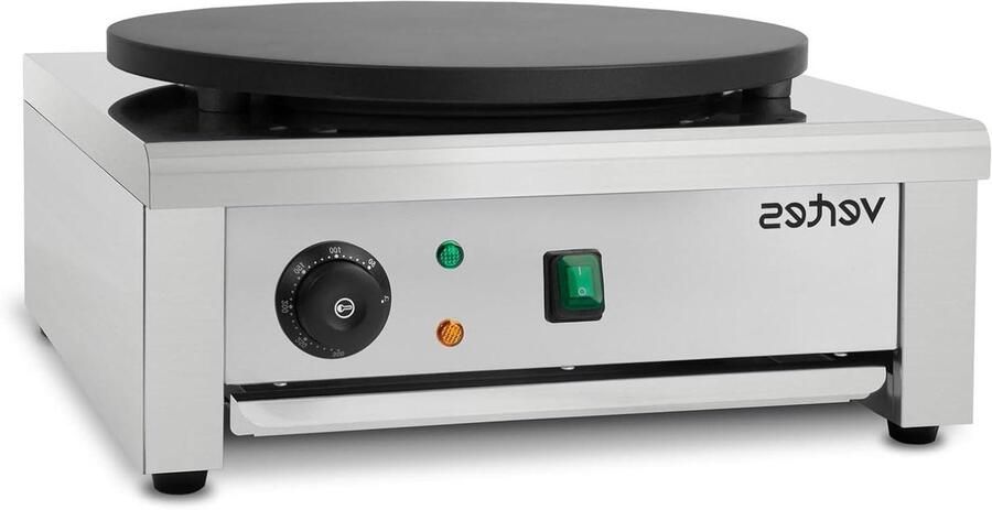 Crêpes Maker Pannenkoekenplaat Elektrisch Snelle Pannenkoeken Bakken Traploos Regelbare Temperatuur 40 cm Plaat Zilver