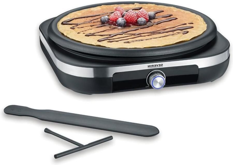 Crêpes Maker Pannenkoekenplaat Zoete Crêpes XXL Grillplaat 38 cm Diameter Zwart RVS