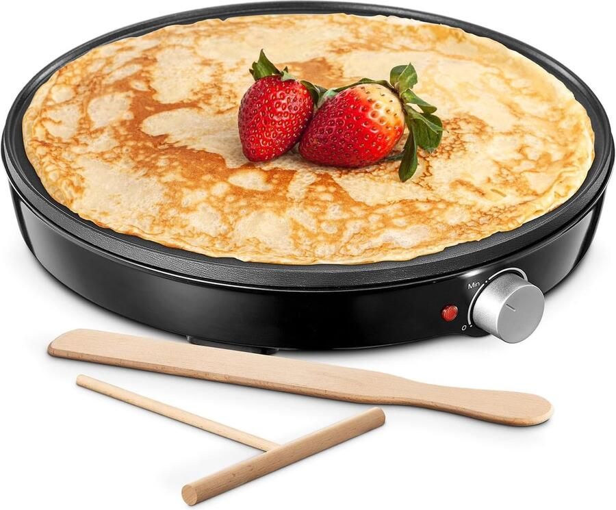 Crêpes maker retro pannenkoekenmaker Ø 30 cm met spatel en deegverdeler crêpes-ijzer voor zoete pannenkoeken en hartige galetten pannenkoekenmaker