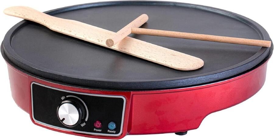 Crêpes Maker Zwart 30 cm Diameter Antiaanbaklaag met LED-statuslampen Voor Crêpes en Meer