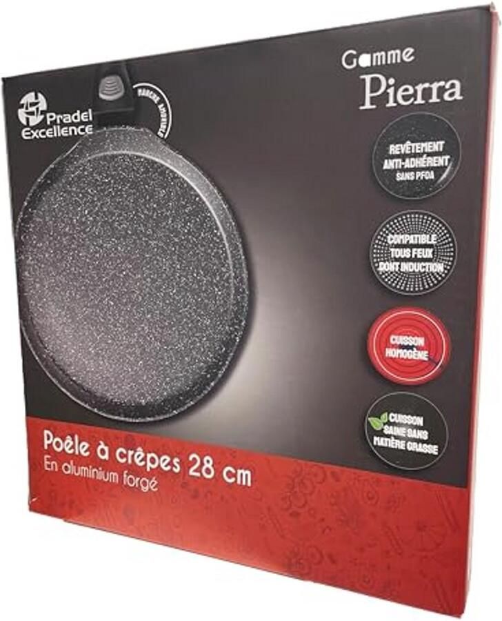 Crêpes pan 20 cm van gesmeed aluminium met steenlook anti-aanbaklaag afneembare handgreep geschikt voor alle warmtebronnen
