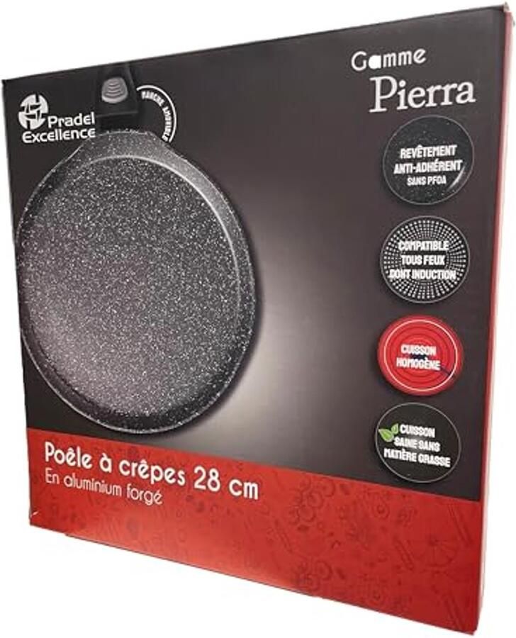 Crêpes pan 20 cm van gesmeed aluminium met steenlook anti-aanbaklaag afneembare handgreep geschikt voor alle warmtebronnen