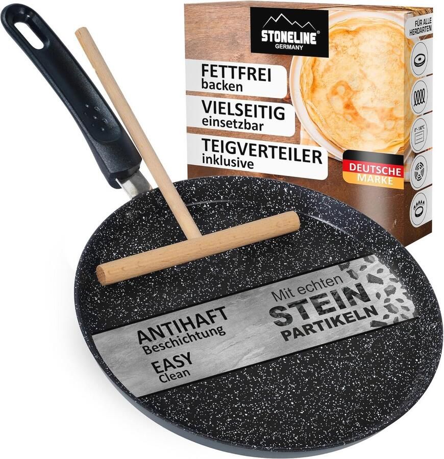 Crêpes-Pan 25 cm met Teigverdeler Hoge Krasbestendigheid en Anti-aanbaklaag