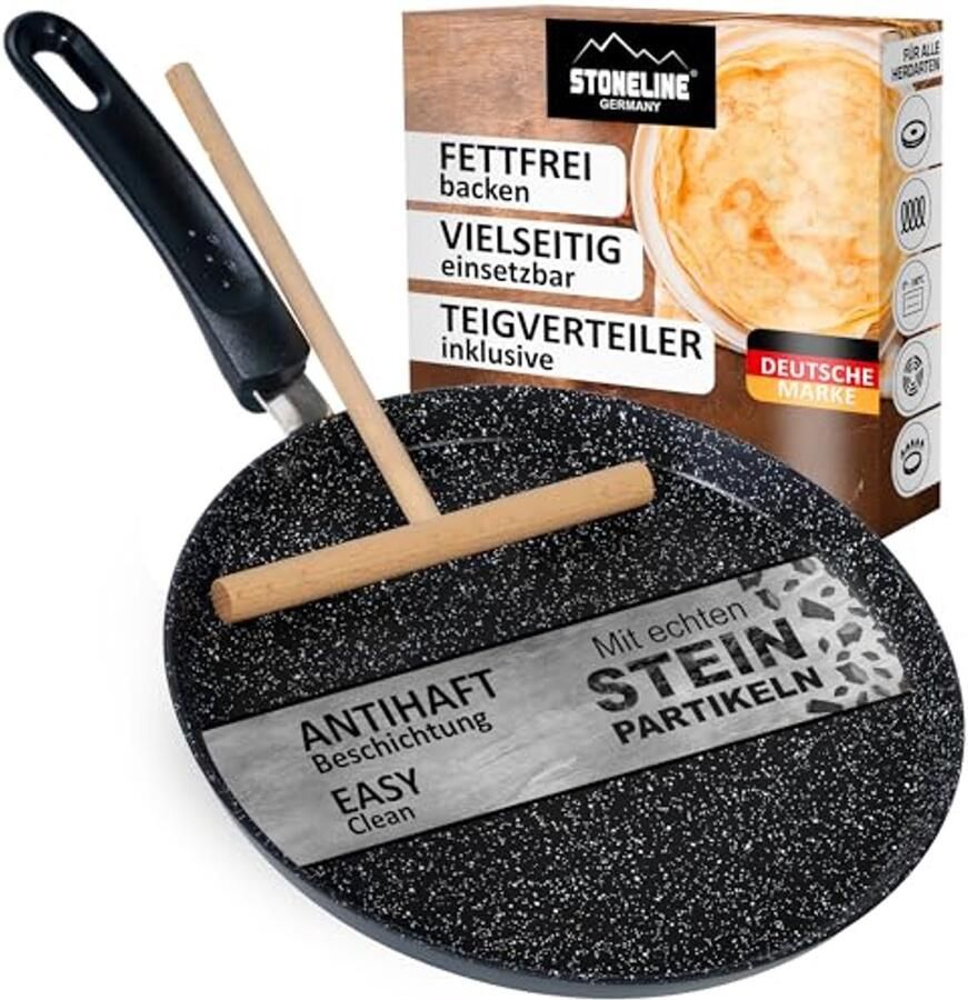 Crêpes-Pan 25 cm met Teigverdeler Hoge Krasbestendigheid en Anti-aanbaklaag