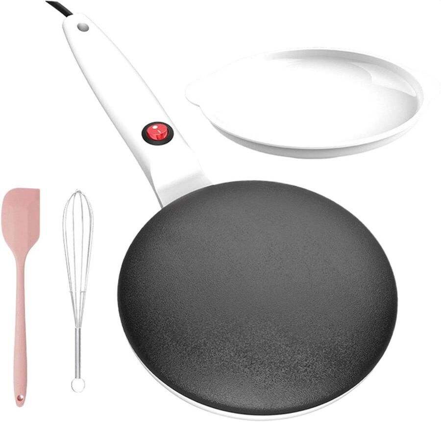 Crepes Pan Pannenkoekenmaker Snelle Maaltijden Automatische Temperatuurregeling 20 cm Diameter Wit