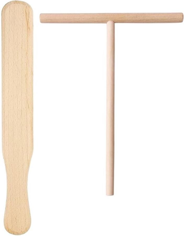 Crêpes-set 2-delig Beukenhout Deegverdeler Deegkeerder 30 cm Voor Pannenkoeken Gelijkmatige Deegverspreiding Pannenkoekenset