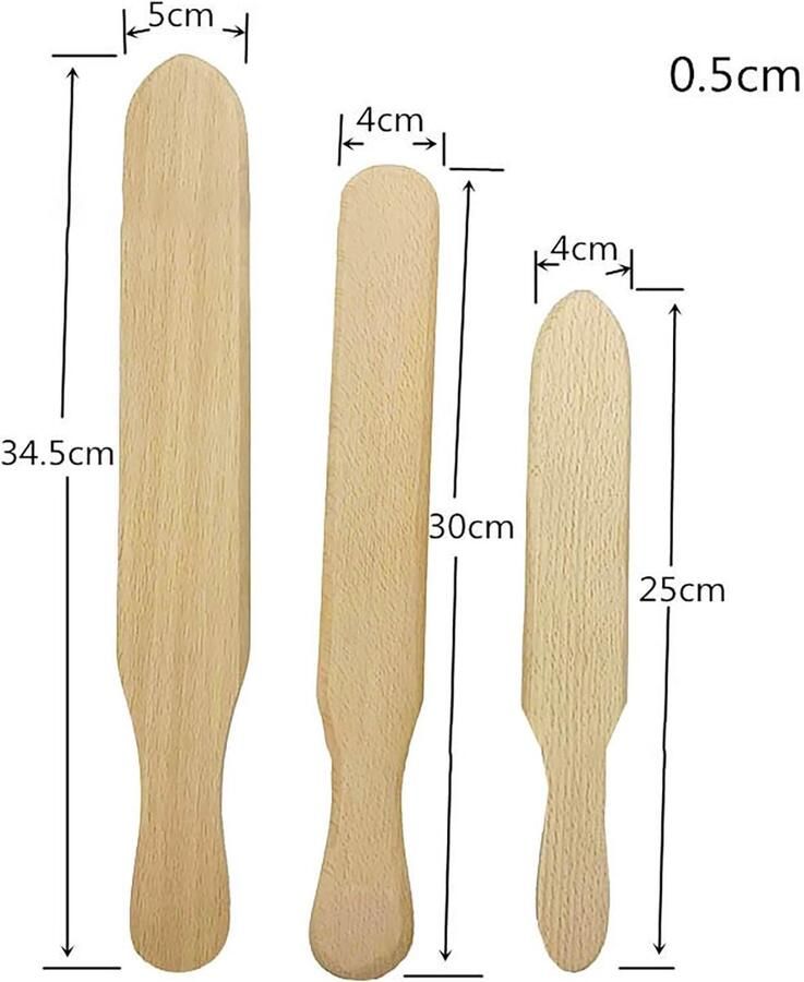 Crêpes Spatel Set Pannenkoekenmaker Hout Crêpes Maken Natuurlijk Beukenhout Set van 2 Houtkleur