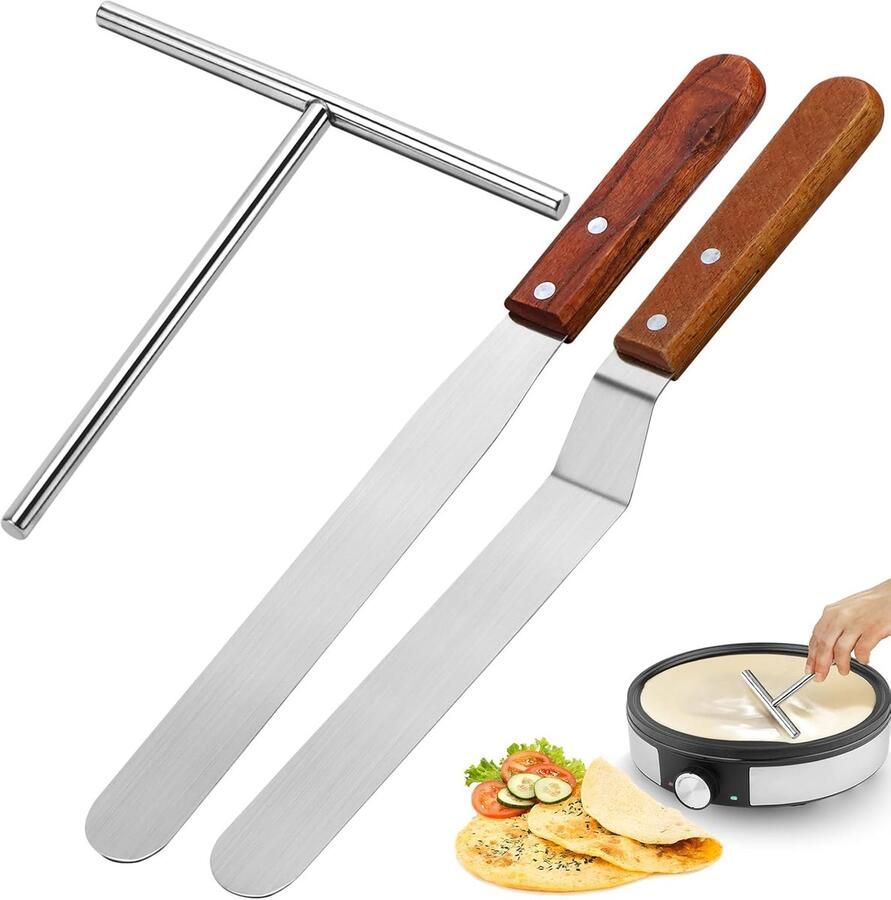 Crêpes Verdeelset Pannenkoeken Accessoires Bakken Roestvrij Staal 32cm Zilver