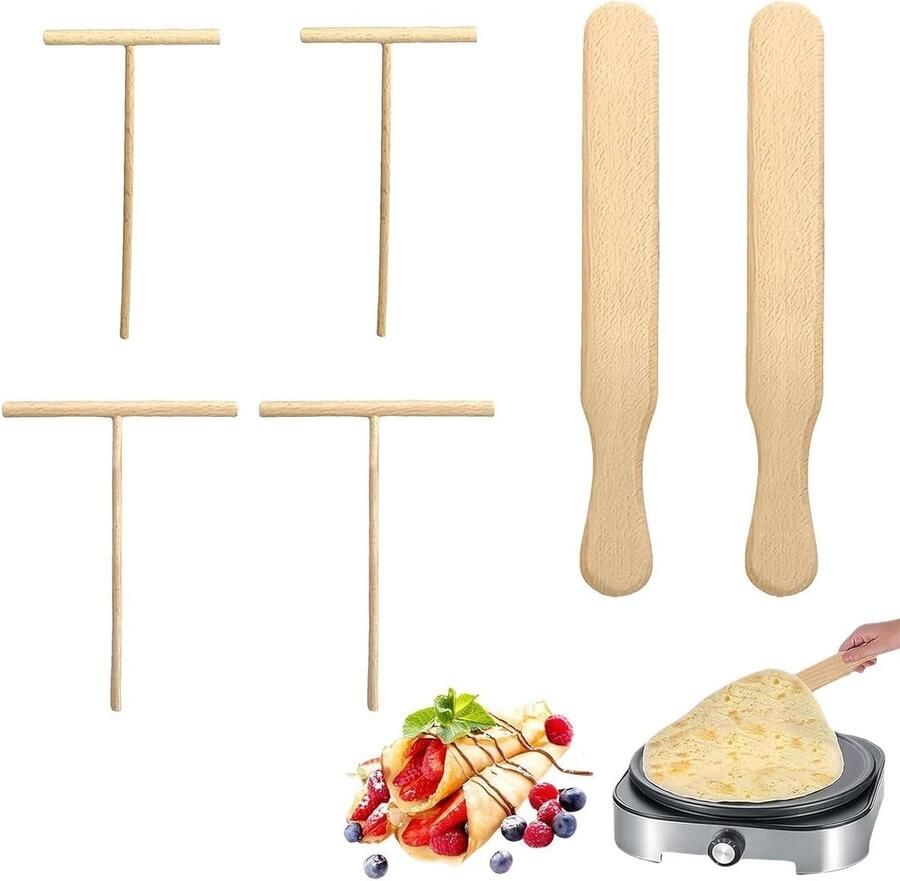 Crepes verdeler set Pannenkoek gereedschap Crêpes bakken Gelijkmatige verdeling 6 stuks Beige