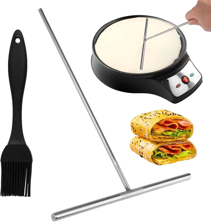 Crêpes Verdelers Set Pannenkoek Gereedschap Bakken Keuken T-Vorm Roestvrij Staal 26 cm Breed Zilver Zwart