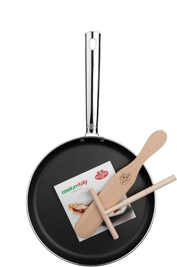 Crepe Pan Set Pannenkoekenpan Set Pannenkoeken Bakken Met Spatel en Receptenboek 26 cm Zwart