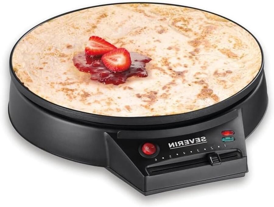 Crêpesmaker Pannenkoekenmaker Zoete lekkernijen Traploze temperatuur 30 cm diameter Zwart