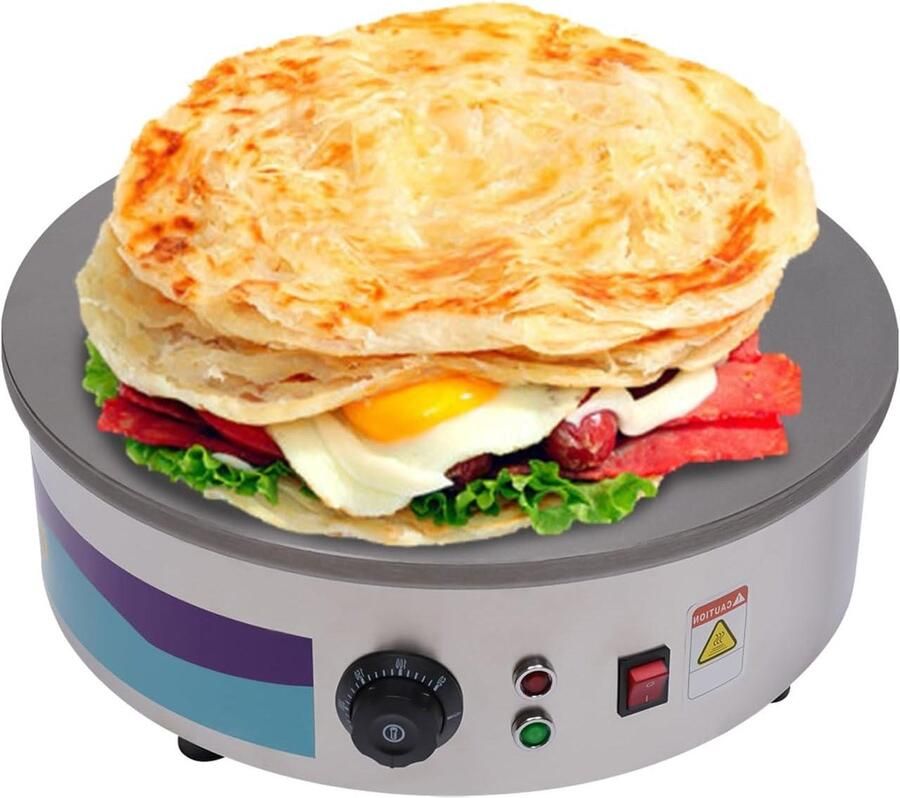 Crêpesmaker Pannenkoekenpan Grote Maaltijden Groot Bakoppervlak 45 cm Diameter Roestvrij Staal