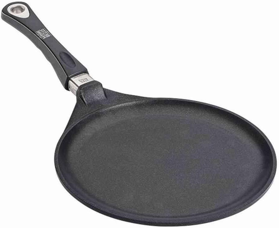 Crêpespan rond Pannenkoekenpan plat Lekkere pannenkoeken bakken Geschikt voor inductie 28 cm diameter Grijs