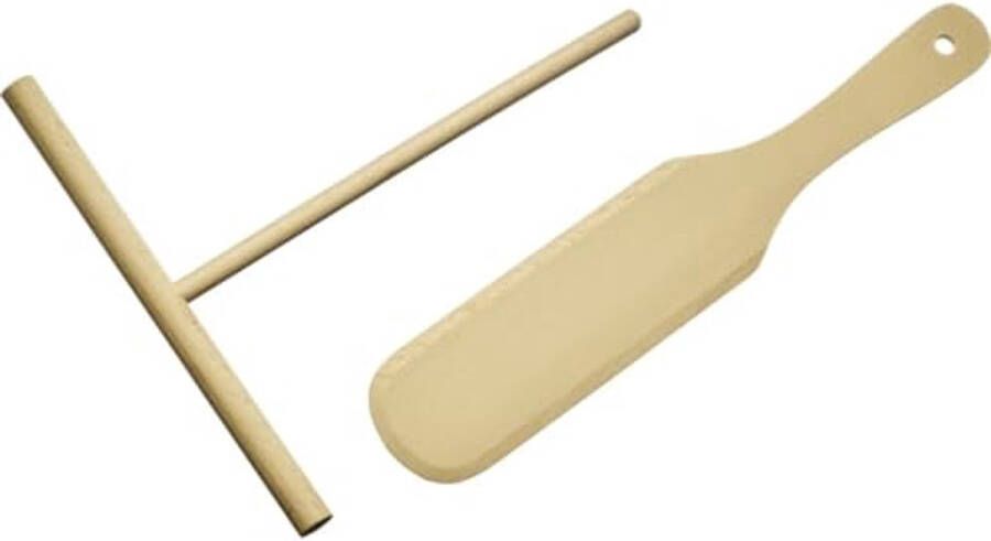 Crêpespatel en Beslagspreider Set van Beukenhout – 2 Delen voor Perfecte Crêpes en Pannenkoeken