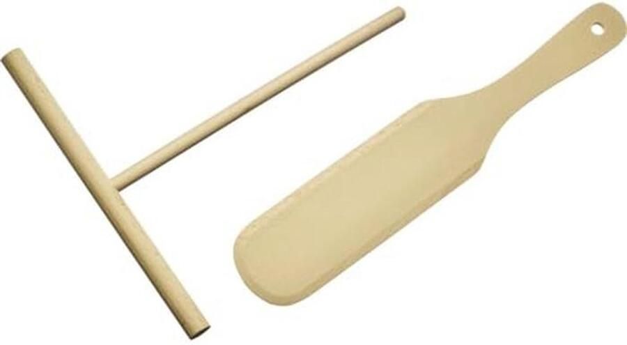 Crêpespatel en Beslagspreider Set van Beukenhout – 2 Delen voor Perfecte Crêpes en Pannenkoeken