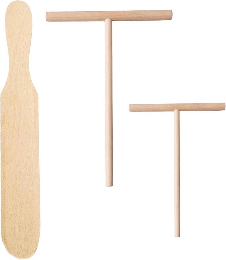Crêpespatel van Beukenhout T-stok & Strooiradels voor Pannenkoeken