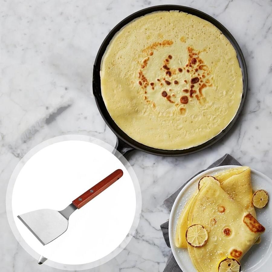 Crêpestrooier en Spatelset Pannenkoek Flipper Crêpes Maken Afneembare Schraper 25x13x3.5 cm Zilver