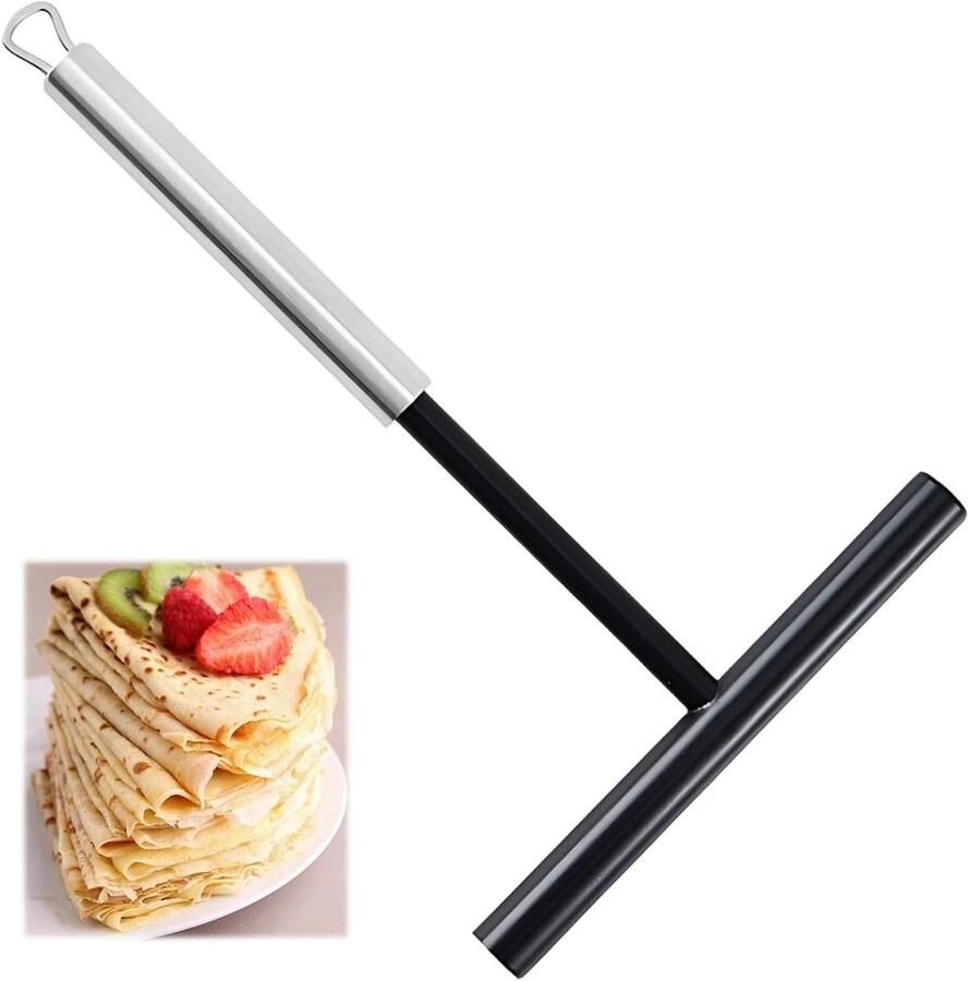 Crêpeverdeler Pannenkoekenverdeler Deegverdeler Gelijkmatige Pannenkoeken Verdelen Duurzaam Roestvrij Staal 195 cm Zilver Zwart