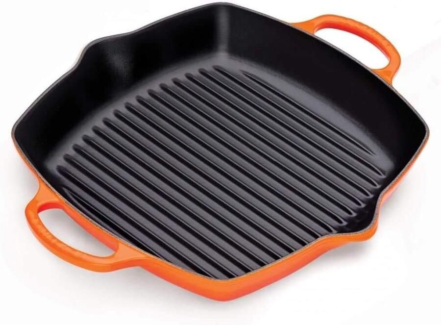 Creuset Signature geëmailleerde gietijzeren diepe vierkante grillpan met hulpgreep voor alle soorten kookplaten en ovens