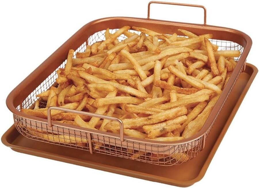 Crisper anti-aanbak oven bakplaat met verhoogde mand 2-delige set