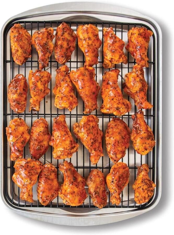 Crispy Bakplaat Set Ovenplaat met Rooster Krokant Bakken Aluminium met Rooster 39.5 cm x 29.5 cm