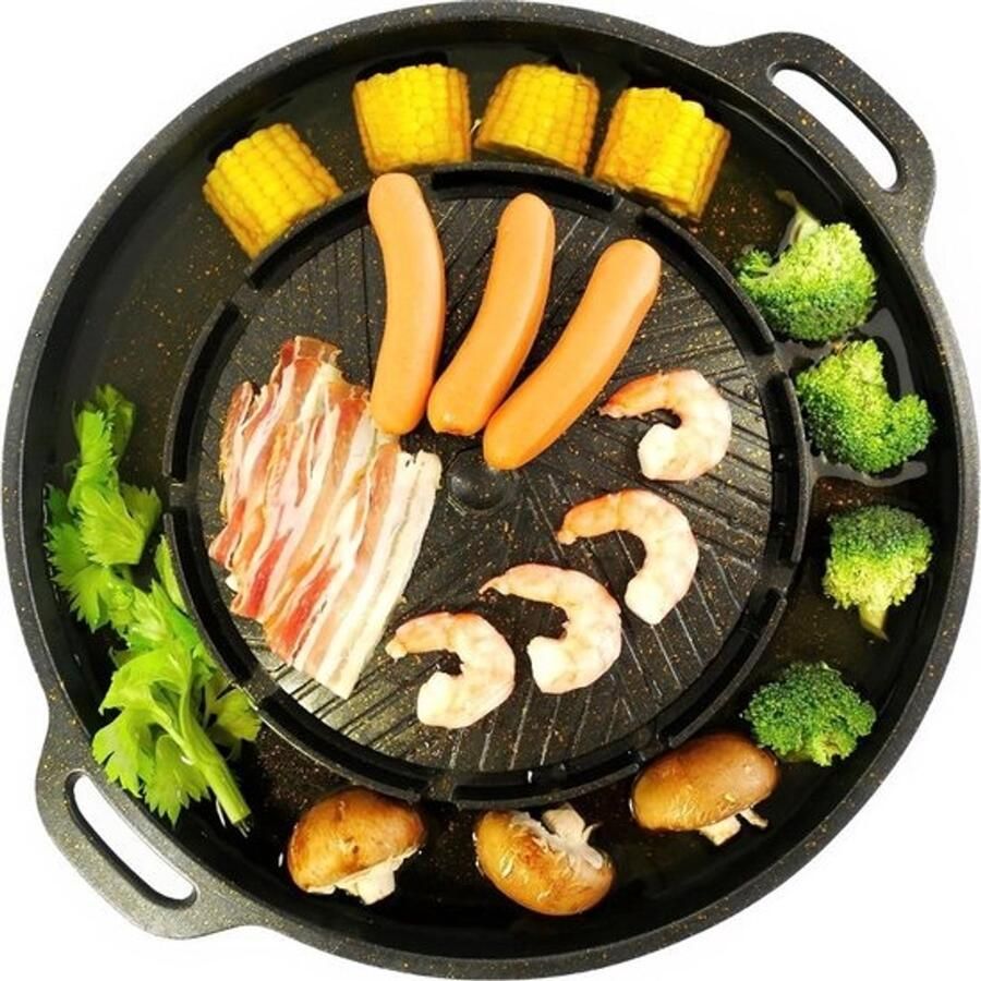 CRLYN Koreaanse BBQ Hotpot Elektrische grill Gourmetstel Zwart