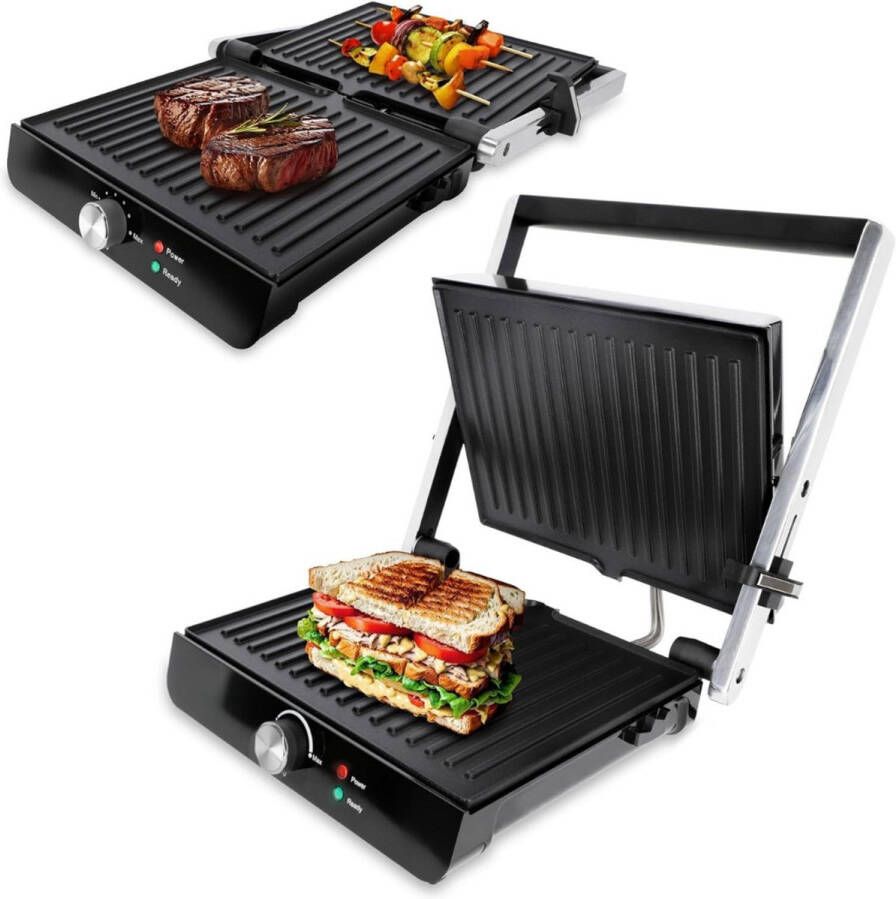 Croque Monsieur Toestel Tosti Apparaat 3 in 1 2000 W Instelbare Temperatuur Vergrendelende Clip Tosti IJzer Uitklapbaar Contact Grill Kleine Tosti Apparaat Voor 2 Tosti's Panini Grill Antiaanbaklaag Toaster Grill Sandwichmaker
