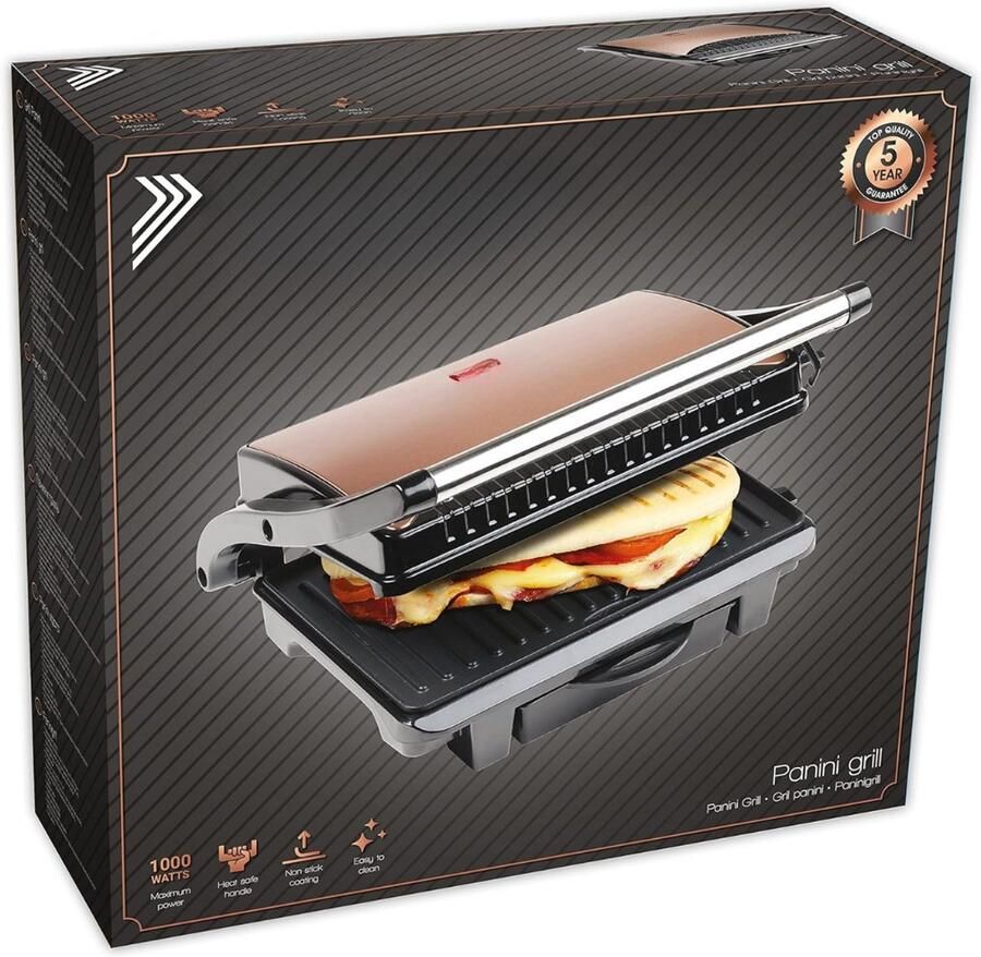 Croque Monsieur Toestel Tosti Apparaat Instelbare Temperatuur Vergrendelende Clip Tosti IJzer Uitklapbaar Contact Grill Kleine Tosti Apparaat Voor 2 Tosti's Panini Grill Antiaanbaklaag Toaster Grill Sandwichmaker