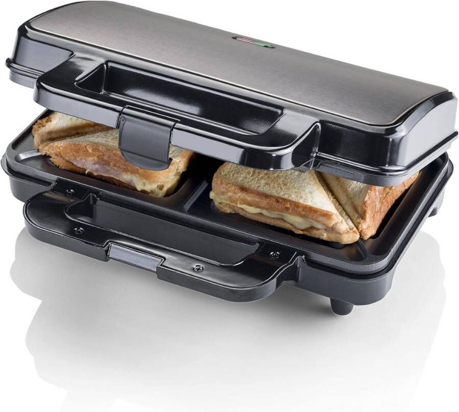 Croque Monsieur Toestel Tosti Apparaat XL Instelbare Temperatuur Vergrendelende Clip Tosti IJzer Uitklapbaar Contact Grill Kleine Tosti Apparaat Voor 2 Tosti's Panini Grill Antiaanbaklaag Toaster Grill Sandwichmaker