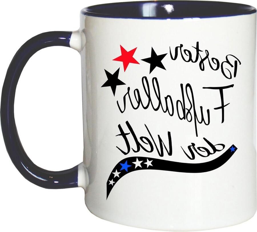 Cup Best Soccer Player in World.Coffee Cup Lovingly Printed Profession Job Work White-Blue