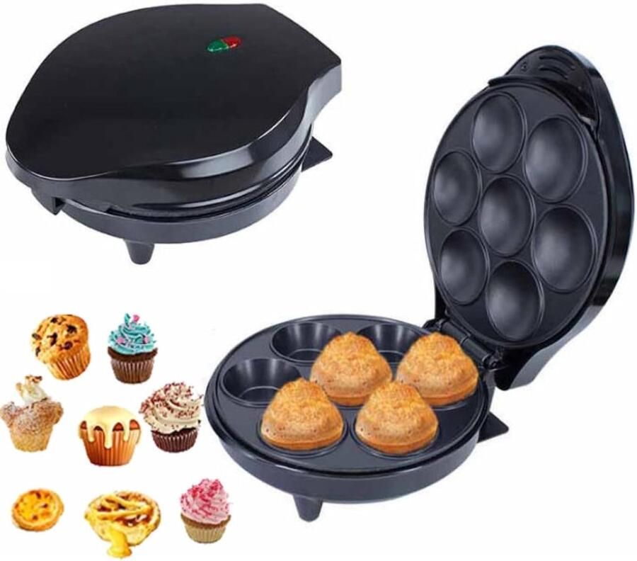 Cupcake Maker Bakmachine Taart Snelle Snacks Dubbelzijdige Verwarming 20 x 15 x 15 cm Zwart